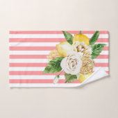 Citrons et roses à rayures roses (Serviette à main)