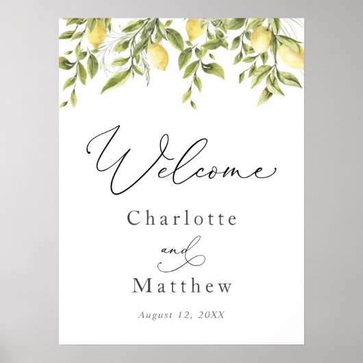 Citrons et verdure Affiche de bienvenue Mariage (Devant)