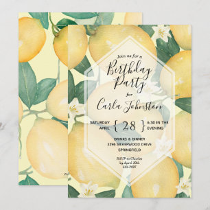Citrons et verdure Invitations de fête d'anniversa