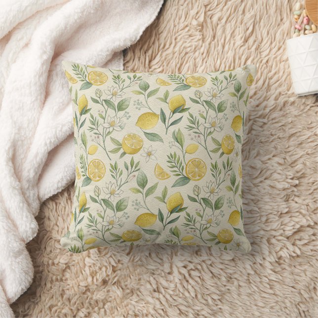 Citrons & Fleurs Motif Lisse Oreiller (Couverture)