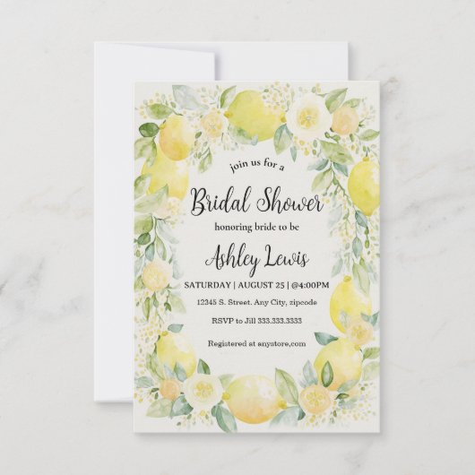 Citrons invitation de douche nuptiale, douche citr (Devant)