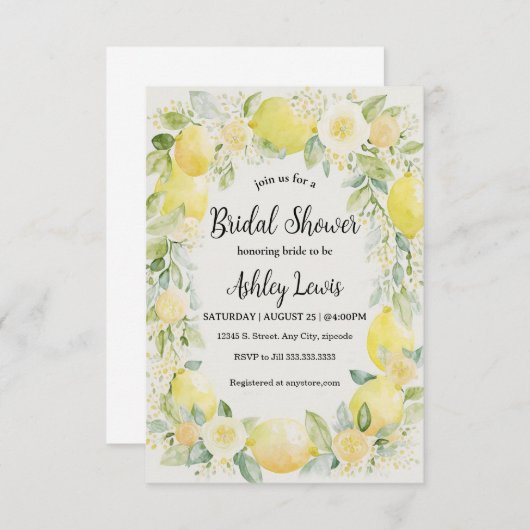 Citrons invitation de douche nuptiale, douche citr (Devant / Derrière)