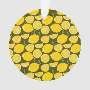 Citrons jaunes et motif vert olive : Citrus modern