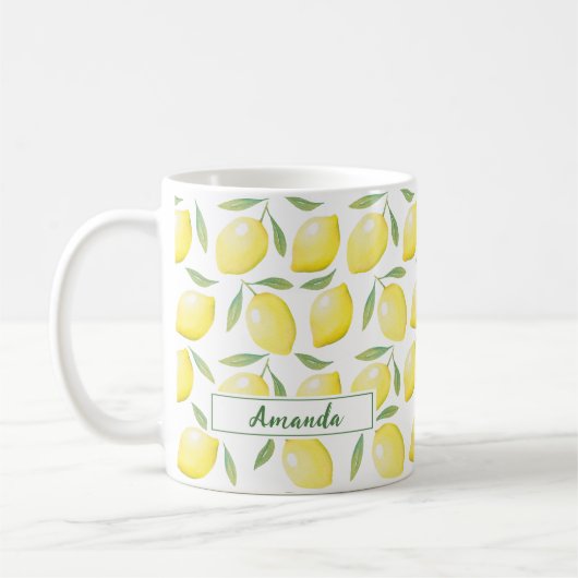 Citrons jaunes Nom personnalisé Mug (Gauche)