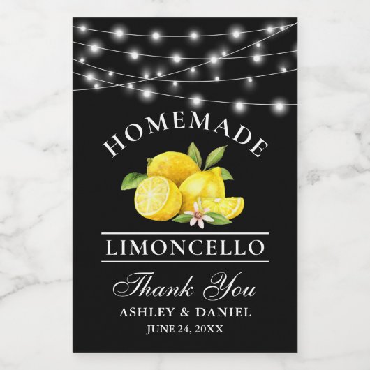 Citrons Limoncello Lights Black Mini Étiquette bou (Étiquettes simples)