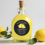 Citrons Mariage Merci Limoncello Black<br><div class="desc">Stickers Merci Mariage Limoncello fabriqués maison citrons à l'aquarelle élégant</div>