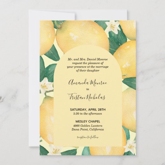 Citrons Mariage vert tout en un Invitations (Devant)