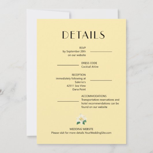 Citrons Mariage vert tout en un Invitations (Dos)