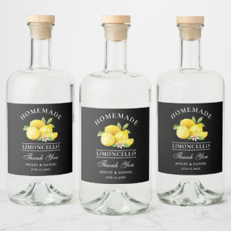 Citrons Merci Limoncello Black Bottle Étiquette