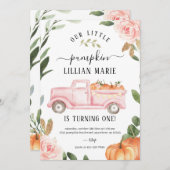 Citrouille 1er anniversaire Invitation (Devant / Derrière)