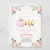Citrouille 1er anniversaire Invitation Blush Pink  (Devant)