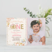 Citrouille 1er anniversaire Invitation Rustic Pink (Debout devant)