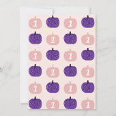 Citrouille 1er Anniversaire Invitations Fille Rose (Dos)
