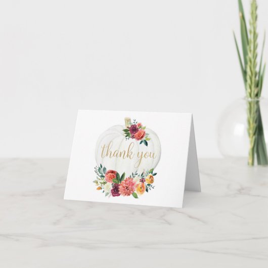 Citrouille à automne carte de remerciements d'or b (Devant)