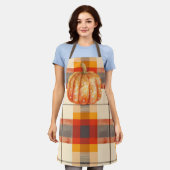 Citrouille à points Polka sur tablier d'automne pl (Porté)