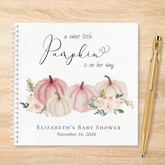 Citrouille Aquarelle Bébé Fille Douche Livre d'inv