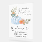 Citrouille Aquarelle Bébé Garçon Douche Bienvenue (Angle)