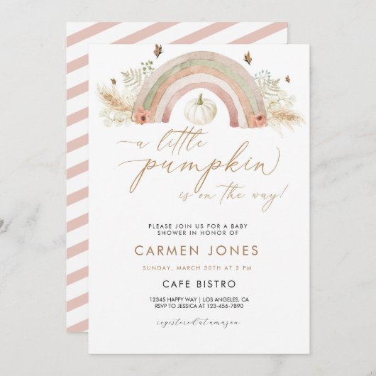 Citrouille arc-en-ciel Invitation Baby shower Auto (Devant / Derrière)