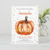 Citrouille Automne Anniversaire Invitation Or (Debout devant)