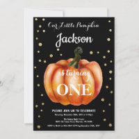 Citrouille Automne Anniversaire Invitation Or