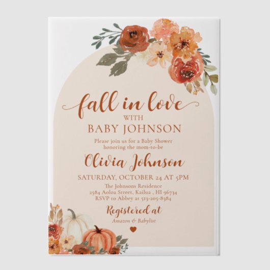 Citrouille Automne  Automne Baby shower Invitation (Recto)