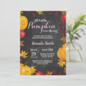 Citrouille Automne Baby shower fille invitation Ch (Debout devant)