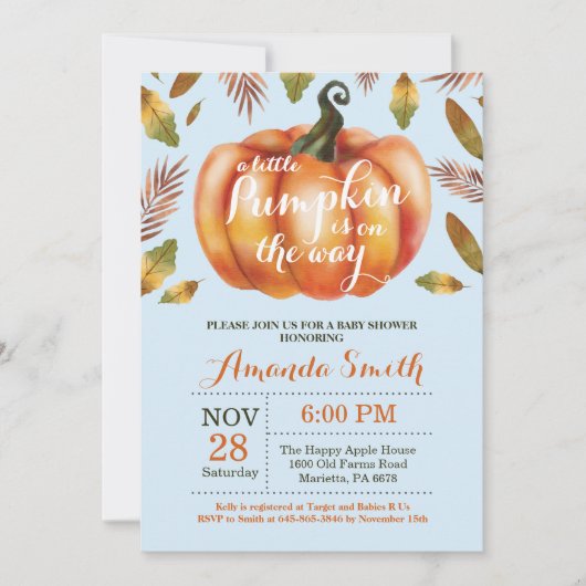 Citrouille Automne Baby shower Invitation (Devant)