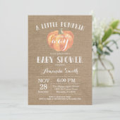 Citrouille Automne Baby shower Invitation Burlap (Debout devant)