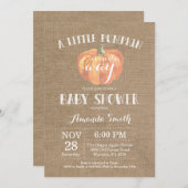 Citrouille Automne Baby shower Invitation Burlap (Devant / Derrière)
