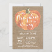Citrouille Automne Baby shower Invitation Burlap (Devant)