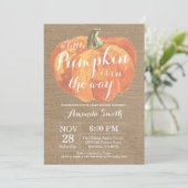 Citrouille Automne Baby shower Invitation Burlap (Debout devant)