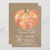 Citrouille Automne Baby shower Invitation Burlap (Devant / Derrière)