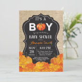 Citrouille Automne Baby shower Invitation Carte Bu (Debout devant)