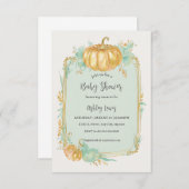 Citrouille automne Baby shower invitation Gold cit (Devant / Derrière)