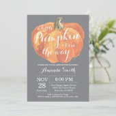 Citrouille Automne Baby shower Invitation Grey (Debout devant)
