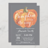 Citrouille Automne Baby shower Invitation Grey (Devant / Derrière)