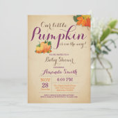 Citrouille Automne Baby shower Invitation Orange P (Debout devant)