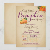 Citrouille Automne Baby shower Invitation Orange P (Devant / Derrière)