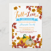 Citrouille Automne Blue Boy Baby shower invitation (Devant / Derrière)