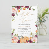 Citrouille Automne Floral Bridal Douche Invitation (Debout devant)