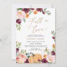 Citrouille Automne Floral Bridal Douche Invitation