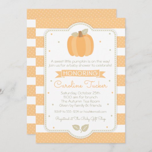 Citrouille Automne Invitation Baby shower Orange S (Devant / Derrière)