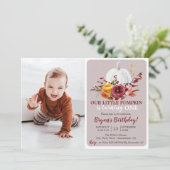 Citrouille Automne Premier anniversaire Invitation (Debout devant)