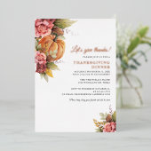 Citrouille automne Thanksgiving Invitation Rose or (Debout devant)