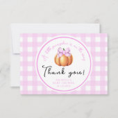 Citrouille avec arc rose merci baby shower (Devant)