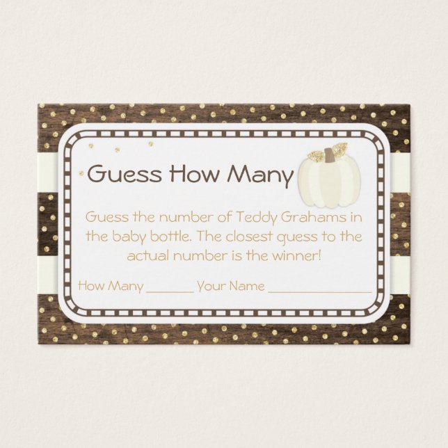 Citrouille Baby shower Devinez combien, bois et iv (Devant)