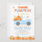 Citrouille Baby Shower Invitations Blue Truck Boy (Devant)