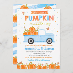 Citrouille Baby Shower Invitations Blue Truck Boy