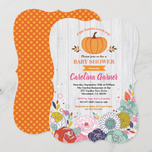 Citrouille bébé fille douche invitation fleur rust