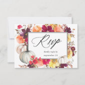 Citrouille blanc automne Floral w Repas RSVP (Devant)